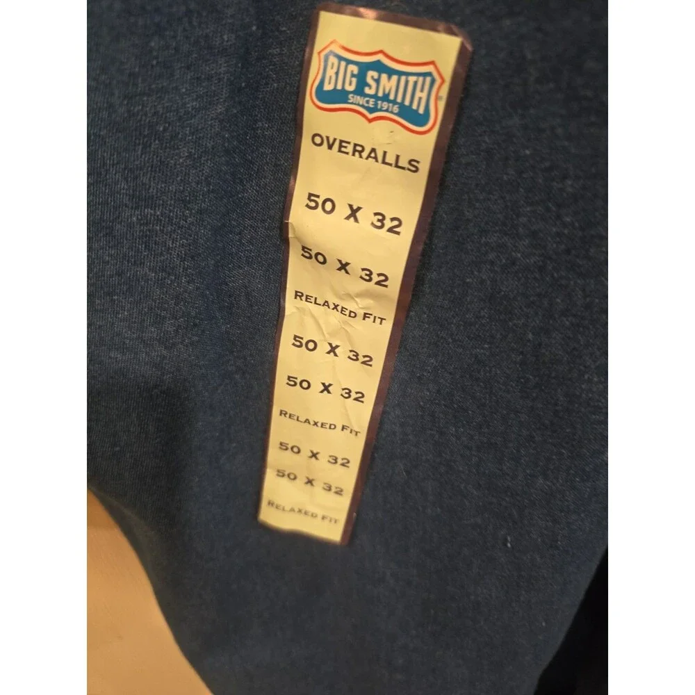 Big Smith Denim Bib Overalls Relaxed Fit 50x32 NWT 100% Cotton Workwear Blue USA